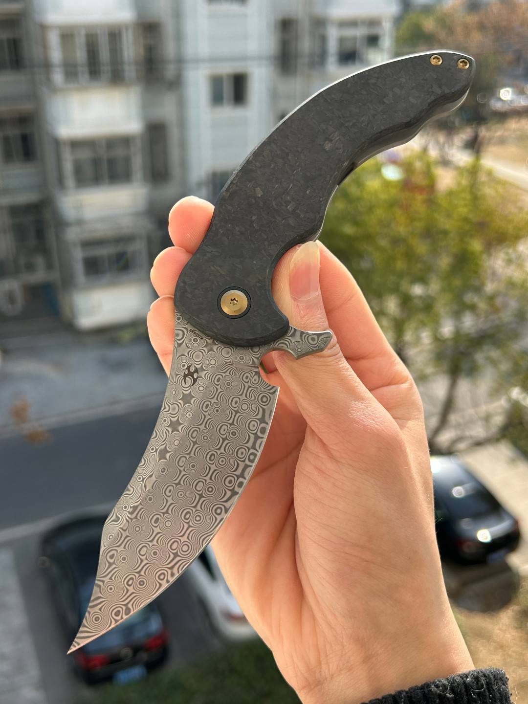 KANSEPT Gilgamesh 大马士革钢 碳纤维+钛手柄 K1128A3 黑色 1460