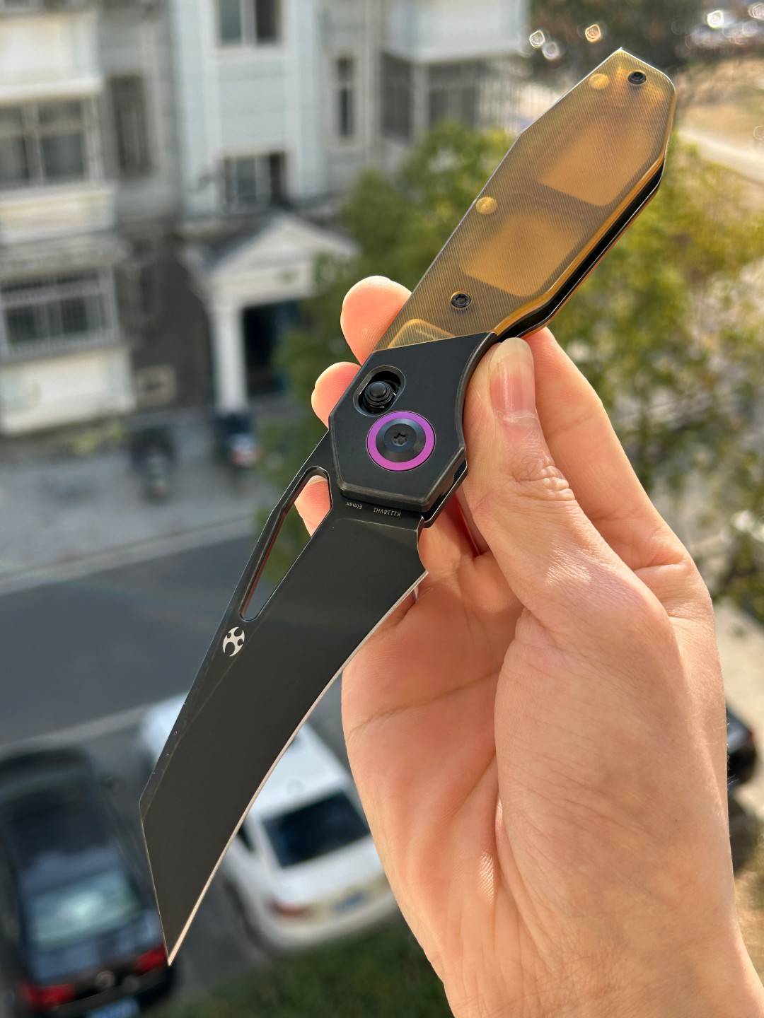 KANSEPT QTRO Elmax钢 钛合金+琥珀佩/Ultem镶嵌手柄 K1118VH1 黑色 1400