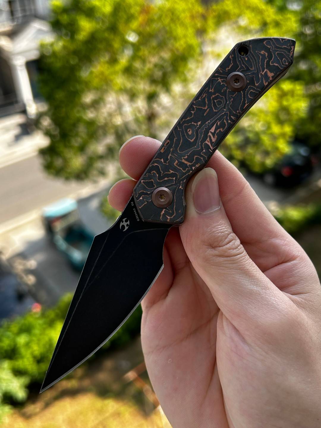 Kansept  Fenrir D2钢 铜碳纤维手柄 G3034A2 黑铜色 419
