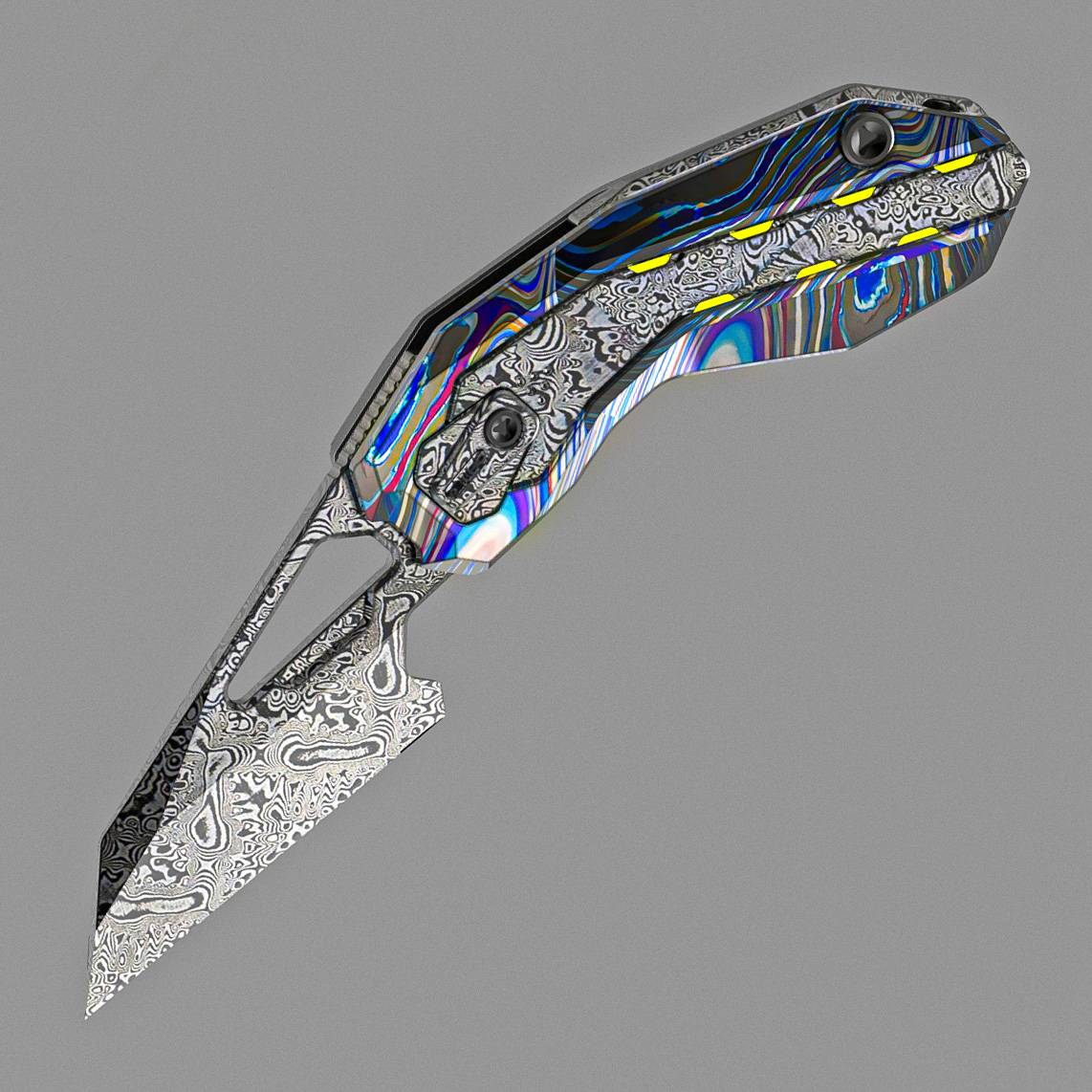 Sao Knife 将军 酸洗抛光 瑞粉大马士革钢  钛柄 SK2602D 黑色 5500