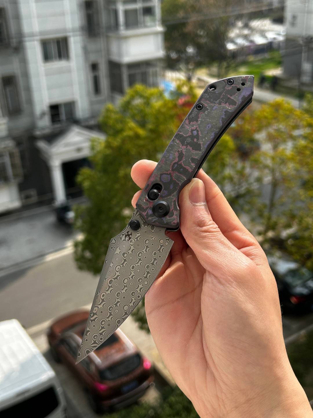 KANSEPT Fenrir 大马士革钢 脂肪碳手柄  K1034V9 紫色 1539