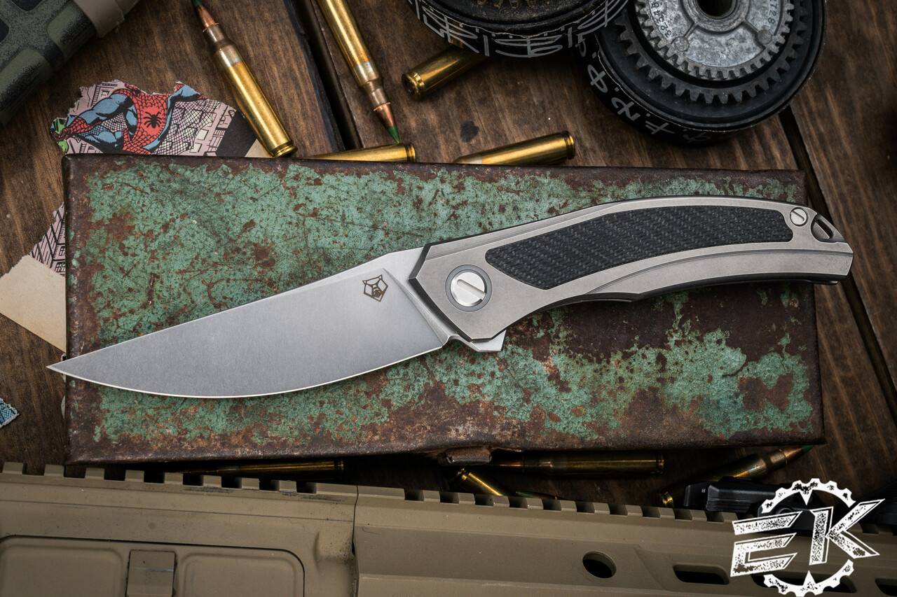 Shirogorov 熊头量子 钛镶嵌碳纤维柄 Cromax PM钢 石洗表面 SRBS轴承 6200