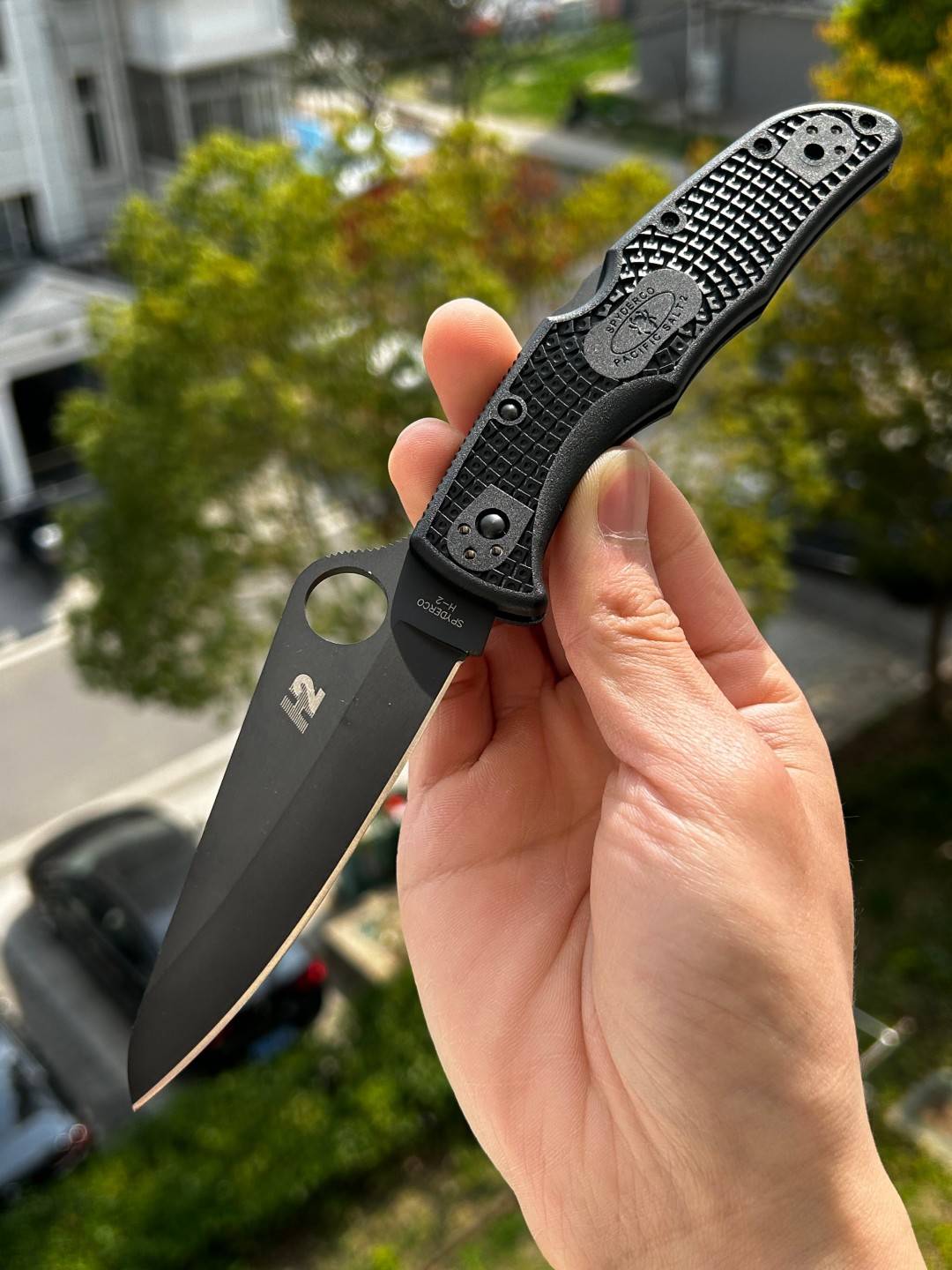 Spyderco  C91PBBK2   H-2钢   FRN尼龙手柄   黑色  1100