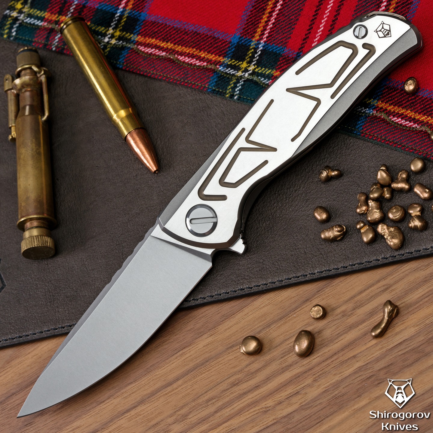 Shirogorov knives F95 Braces Bronze S90V钢 钛柄