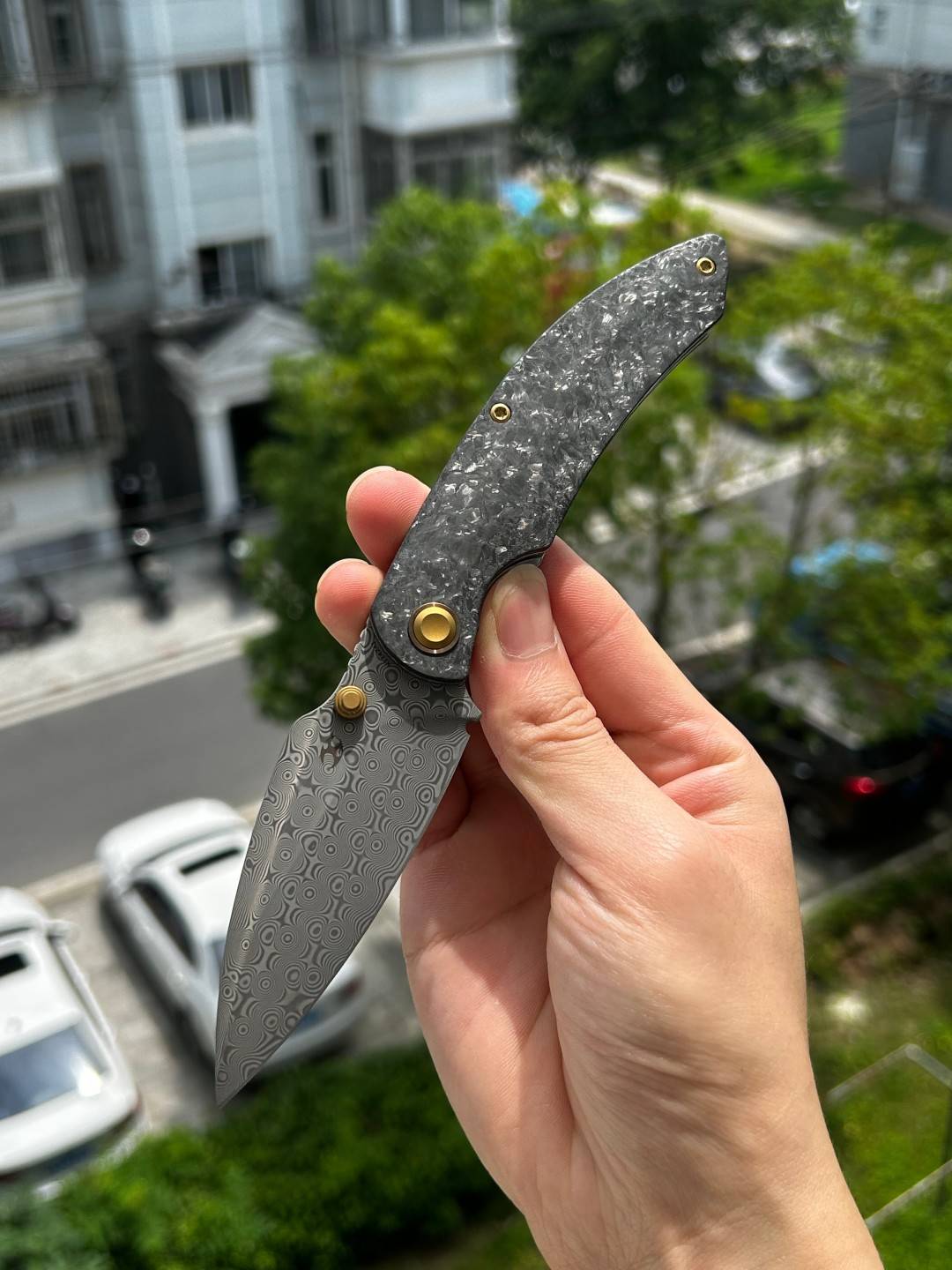 Kansept Falk Damascus钢 碳纤维柄 K1142A1 黑色 1180