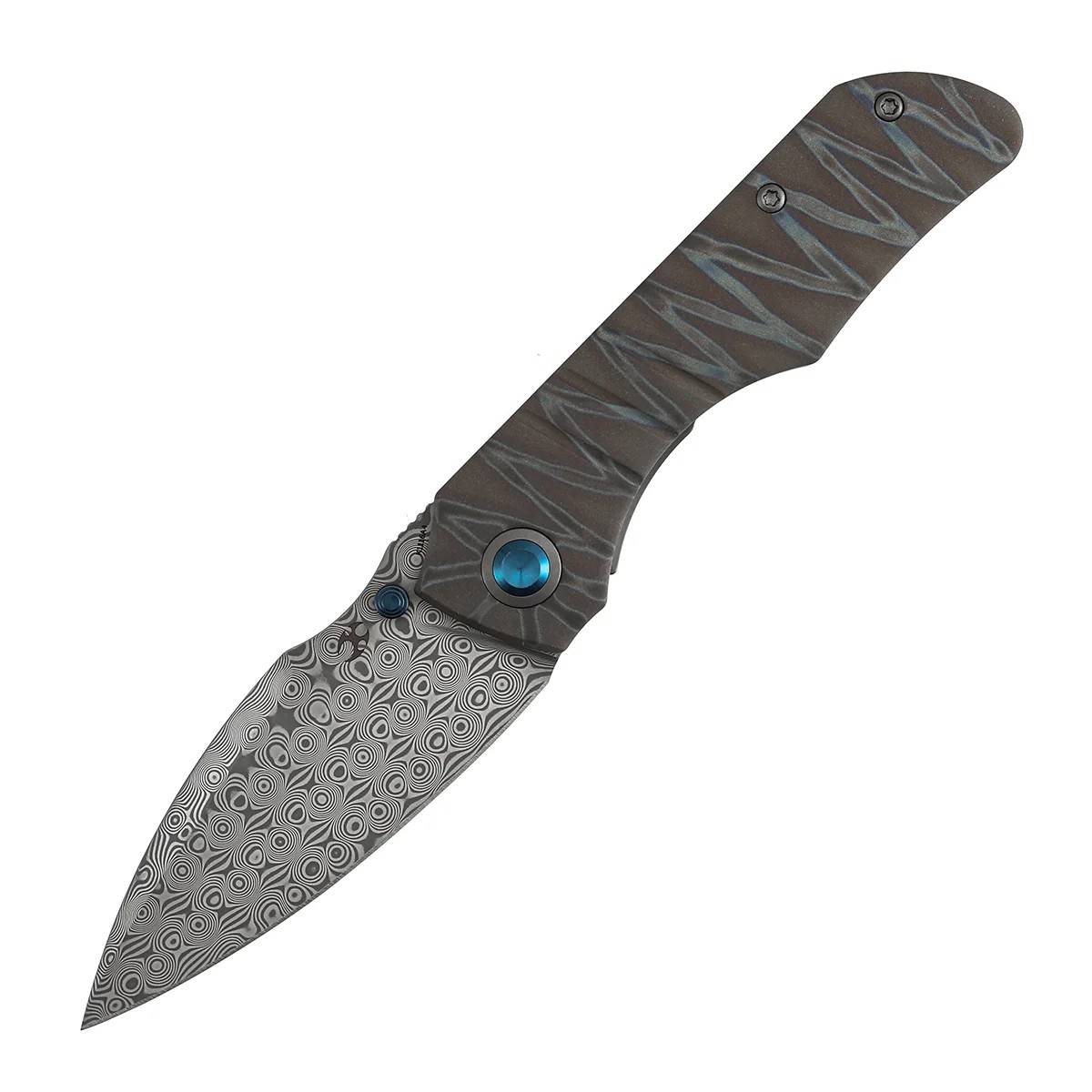Kansept Mini Lanza 大马士革钢 钛合金手柄 K1116A4 虎纹 1820