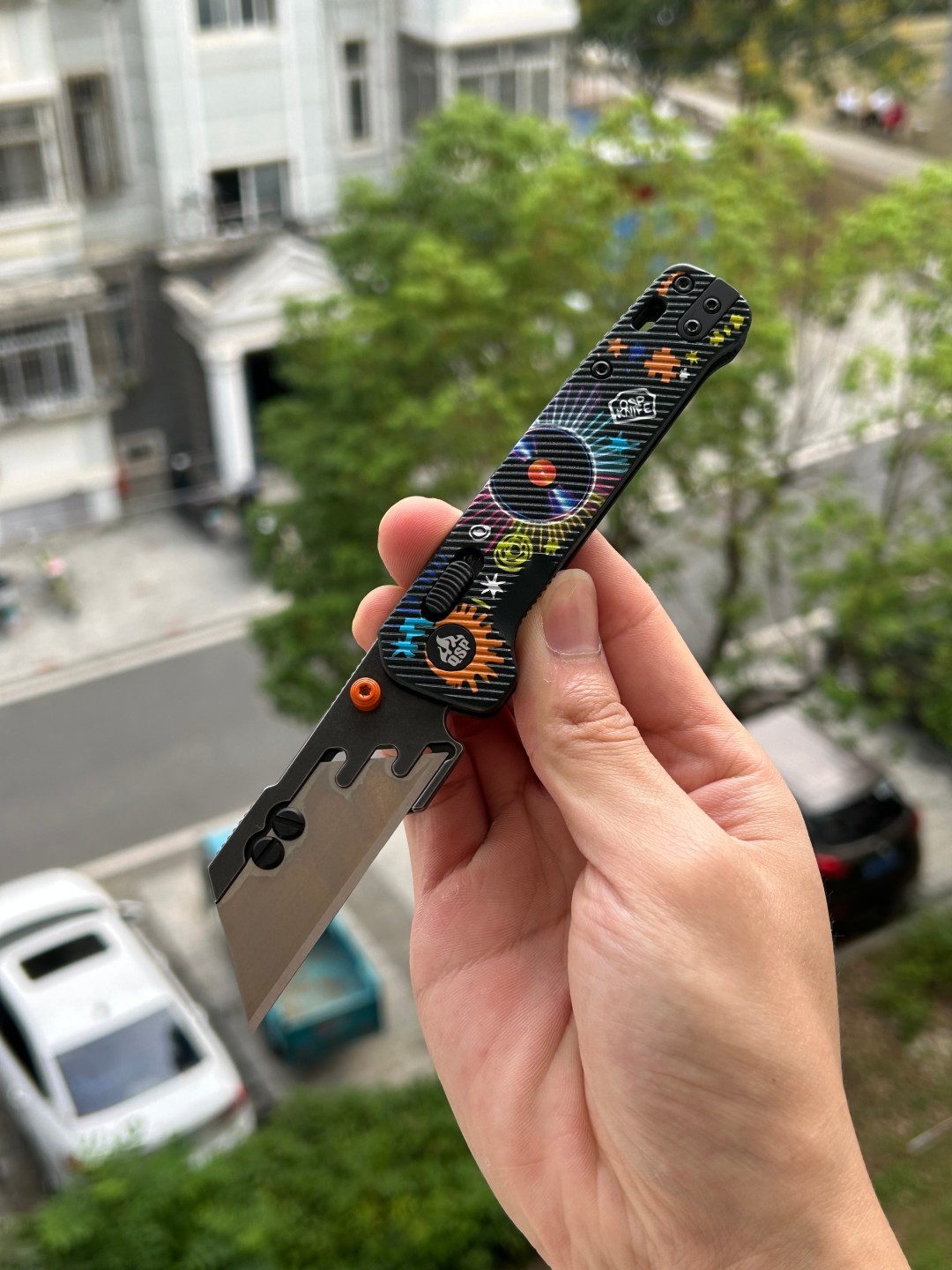 QSP Penguin Workmate 折叠美工刀 不锈钢 FRN尼龙手柄 QS130UT-REC 涂鸦 364